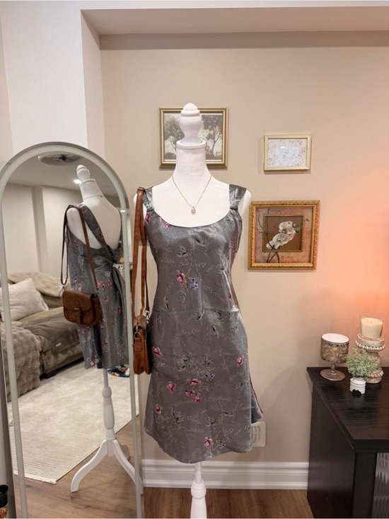Versailles Dresses & Skirts - Vintage Versailles Floral Satin Mini Slip Dress
